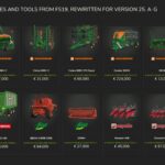 FS19 Vehicles and Tools (A-G)