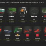 FS19 Vehicles and Tools (A-G)