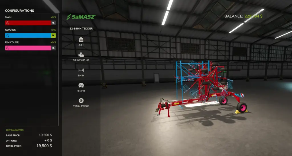 SaMASZ Z2-840 H Tedding Windrower v1.0