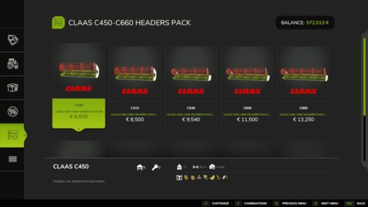 Claas C450-C600 Pack