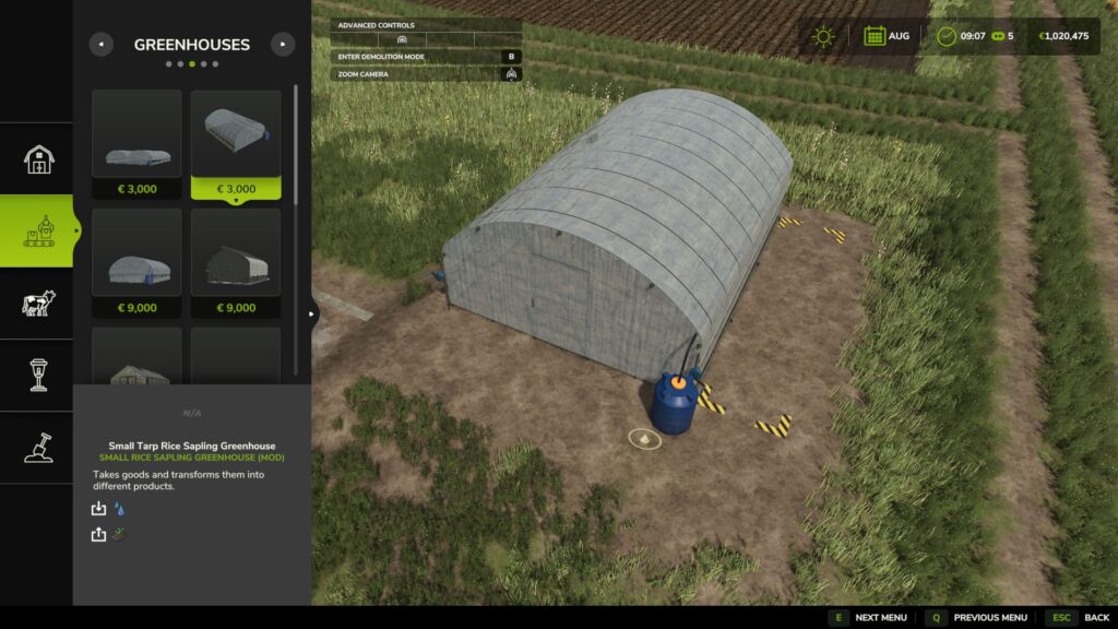 Small Rice Sapling Greenhouse