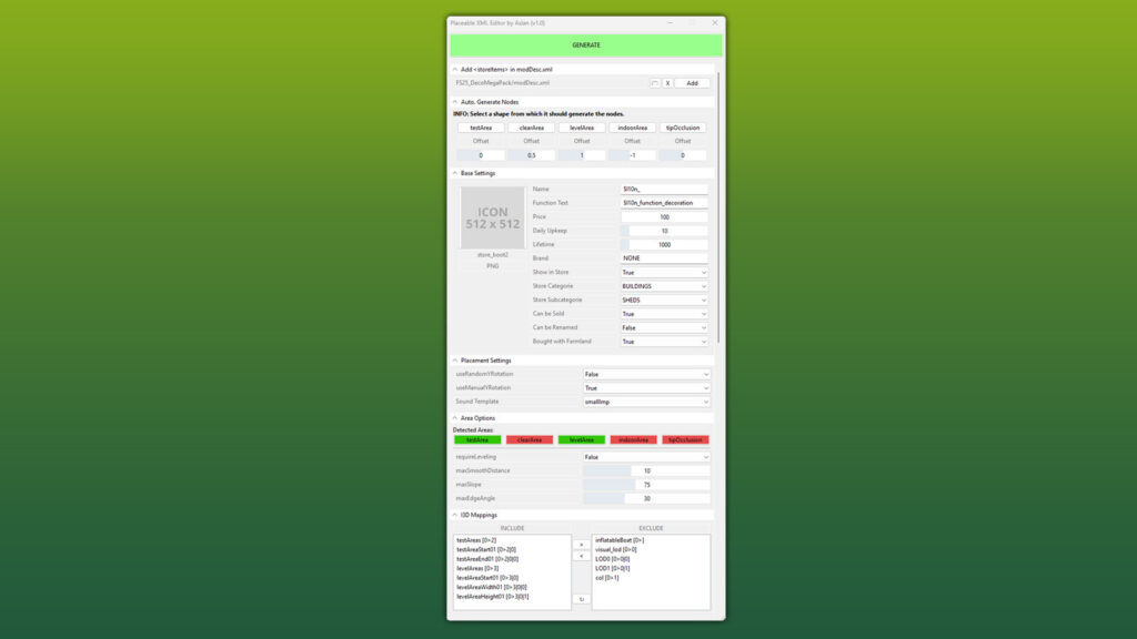 GE10 Script - Placeable XML Editor