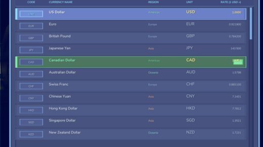 Currency Selector