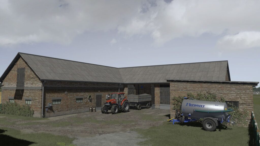 Polish buildings with cows