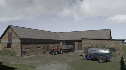 Polish buildings with cows