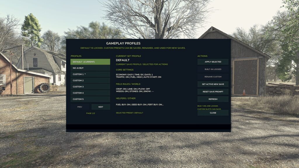 Save Gameplay Settings