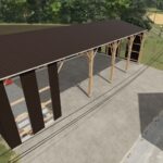 Wooden agricultural garage-workshop