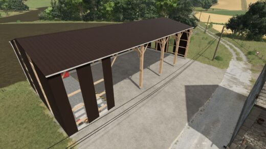 Wooden agricultural garage-workshop